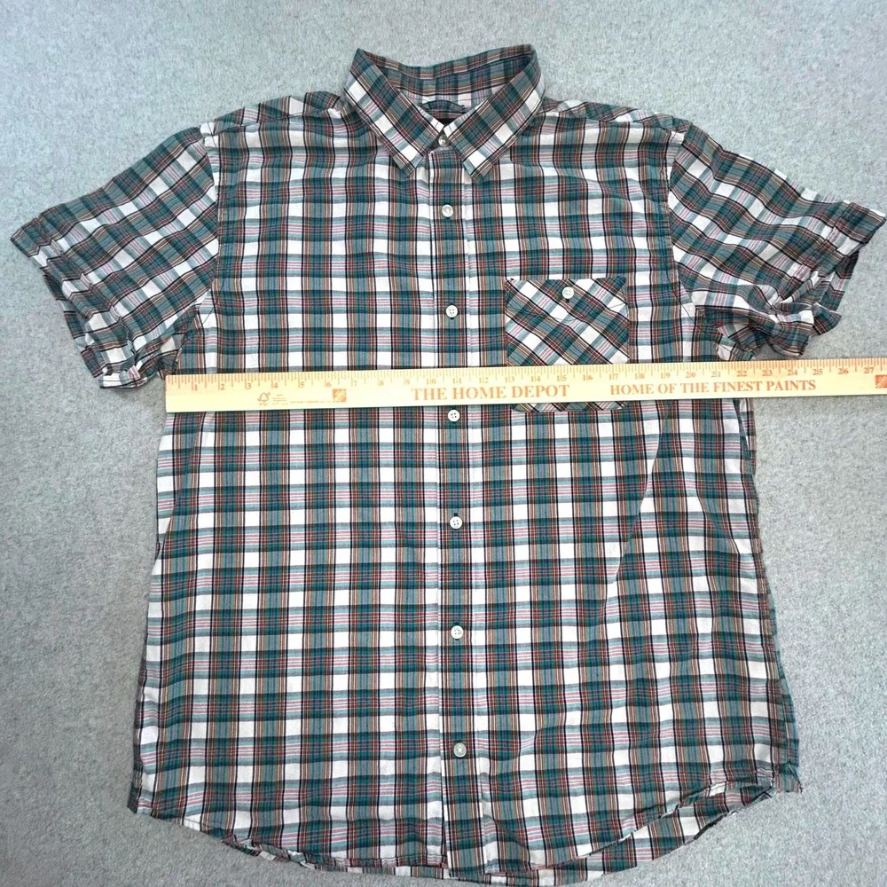 Banana Republic Button Up Shirt Mens XL Green Plaid Short‎ Sleeve Casual